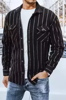 Koszula męska flanelowa w paski czarna Dstreet DX2241