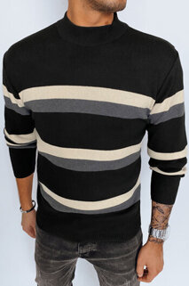 Sweter męski półgolf w paski czarny Dstreet WX2127