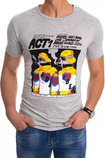 T-shirt męski z nadrukiem jasnoszary Dstreet RX4498