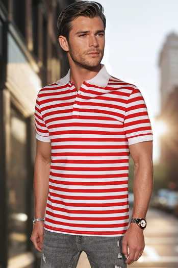 Koszulka męska polo w paski biała Dstreet PX0643