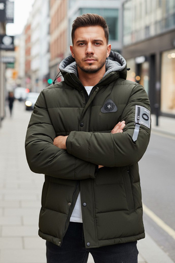 Kurtka męska zimowa z kapturem zielona Dstreet TX5092